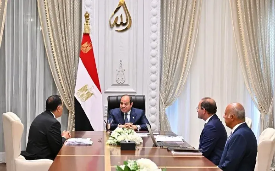 جانب من اجتماع الرئيس السيسي مع وزير المالية ورئيس الوزراء